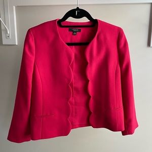 Ann Taylor Scalloped Edge Cropped Sleeve Blazer